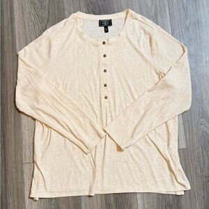 G.H. Bass & Co Soft Knit Long Sleeve Beige Henley Shirt with Buttons Size XL